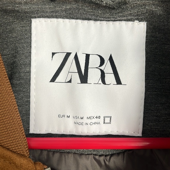 Gray and Brown Zara Suede Front Jacket Men's Med - Picture 2 of 9